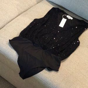 GILLI sequin bodysuit, black, size M, NWT